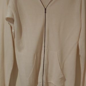 TSE ivory lightweight zip cardigan sz S